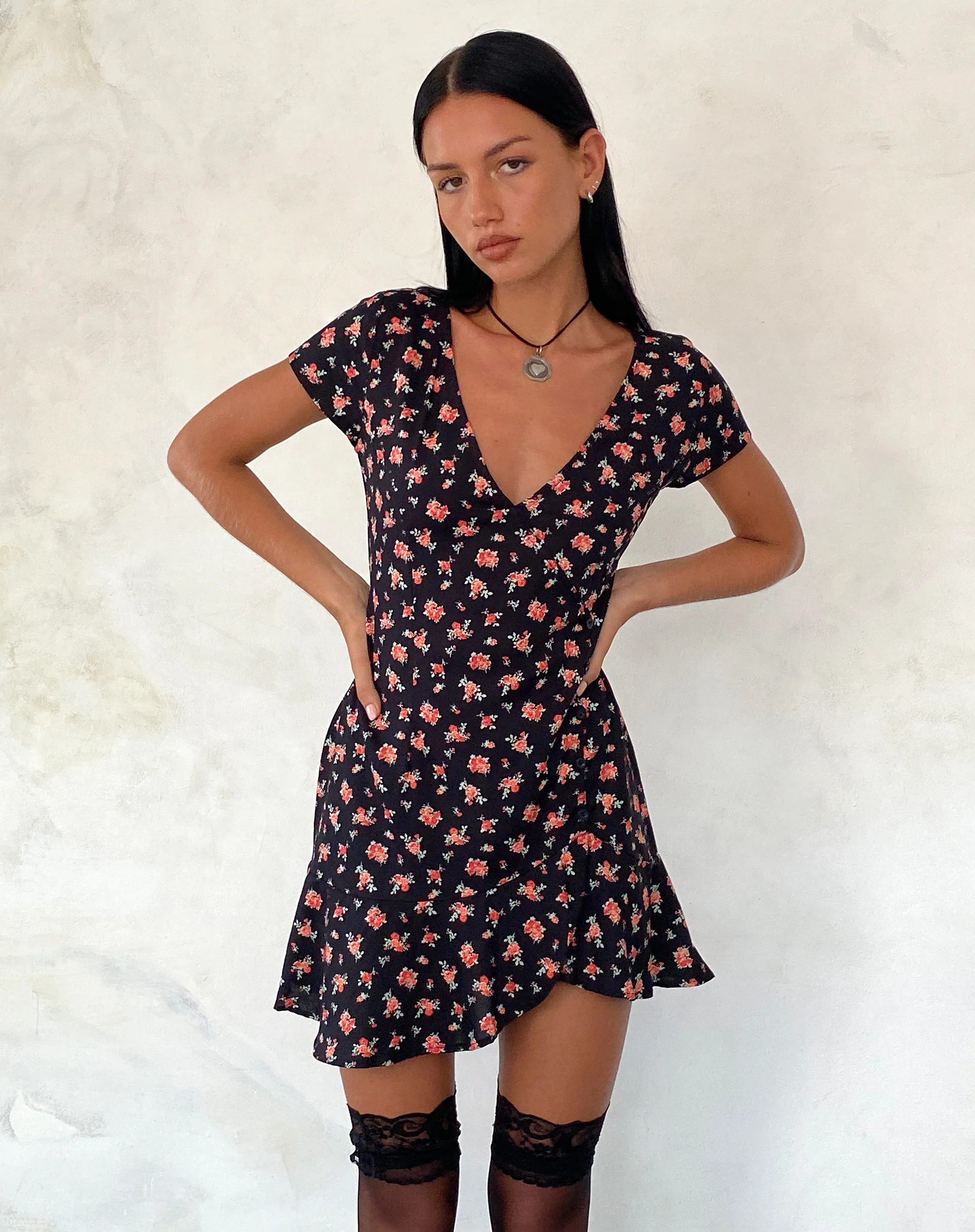 Seleg Mini Dress in Flowing Rose Black - Image 3