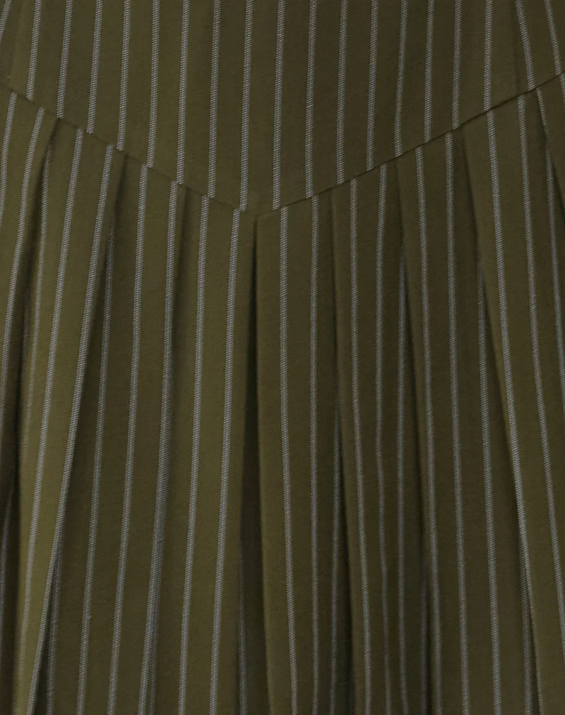 Semasa Mini Dress in Khaki Pinstripe - Image 6