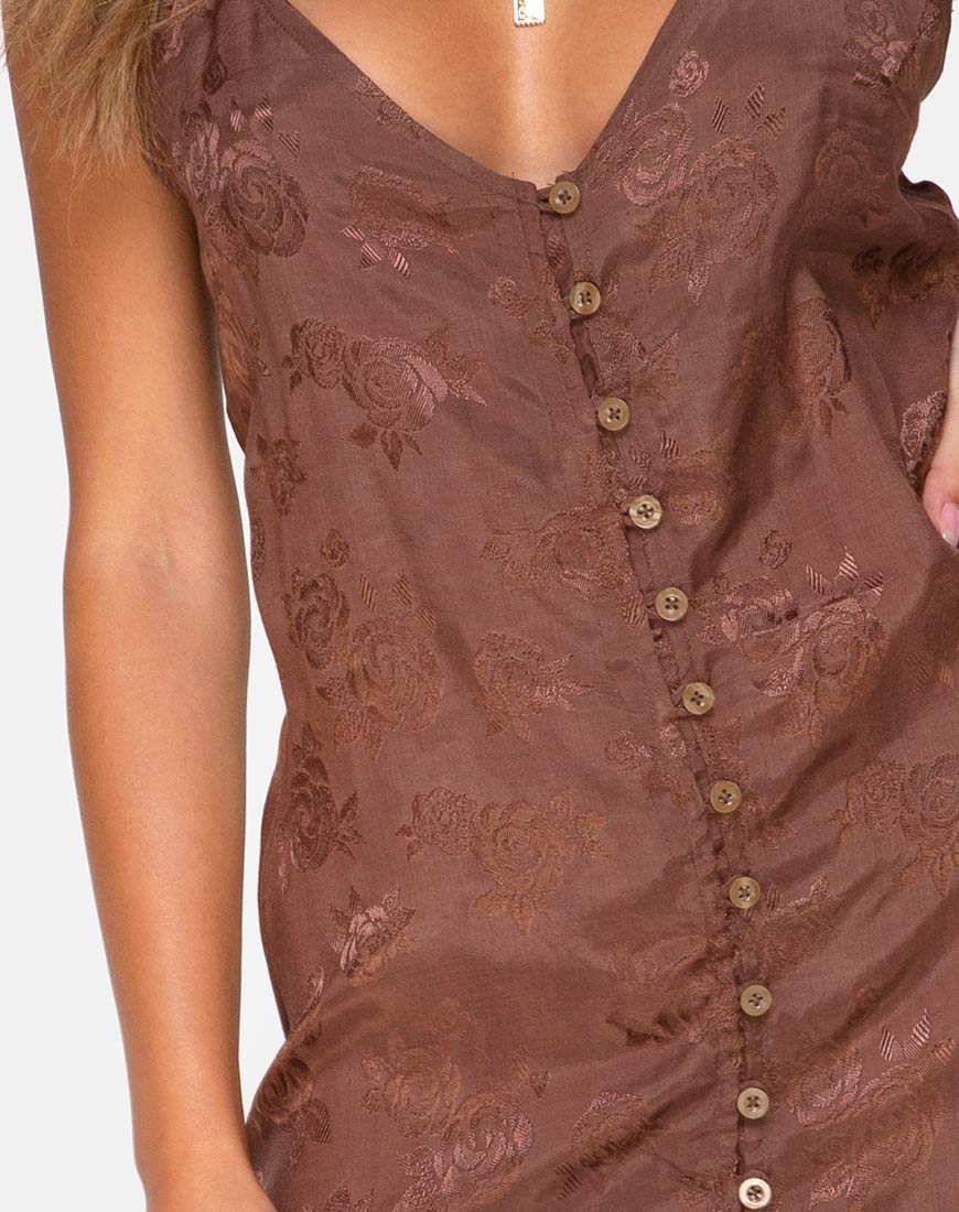 Senia Dress in Satin Rose Chocolate - Image 5