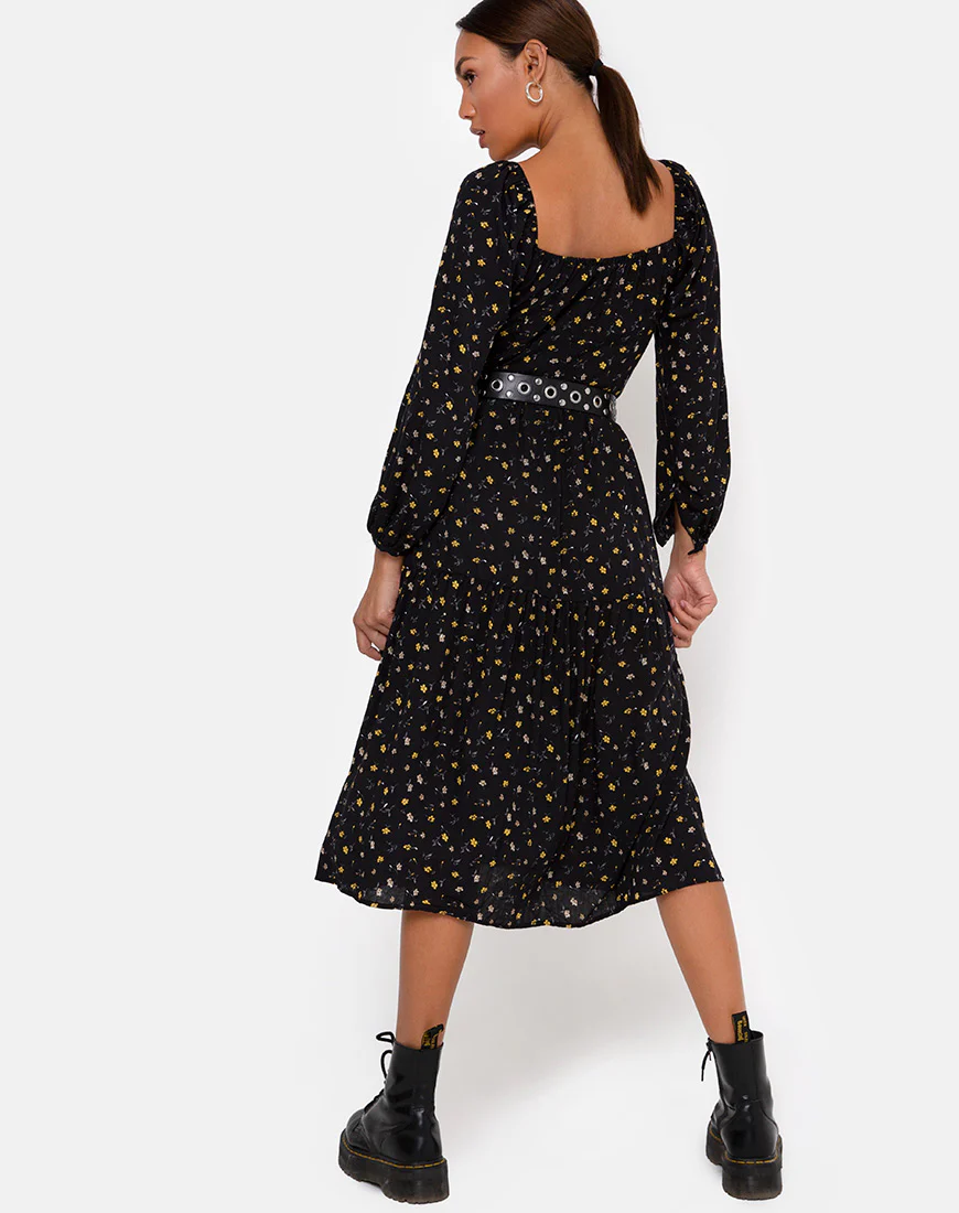 Senora Dress in Pretty Petal Black - Image 4