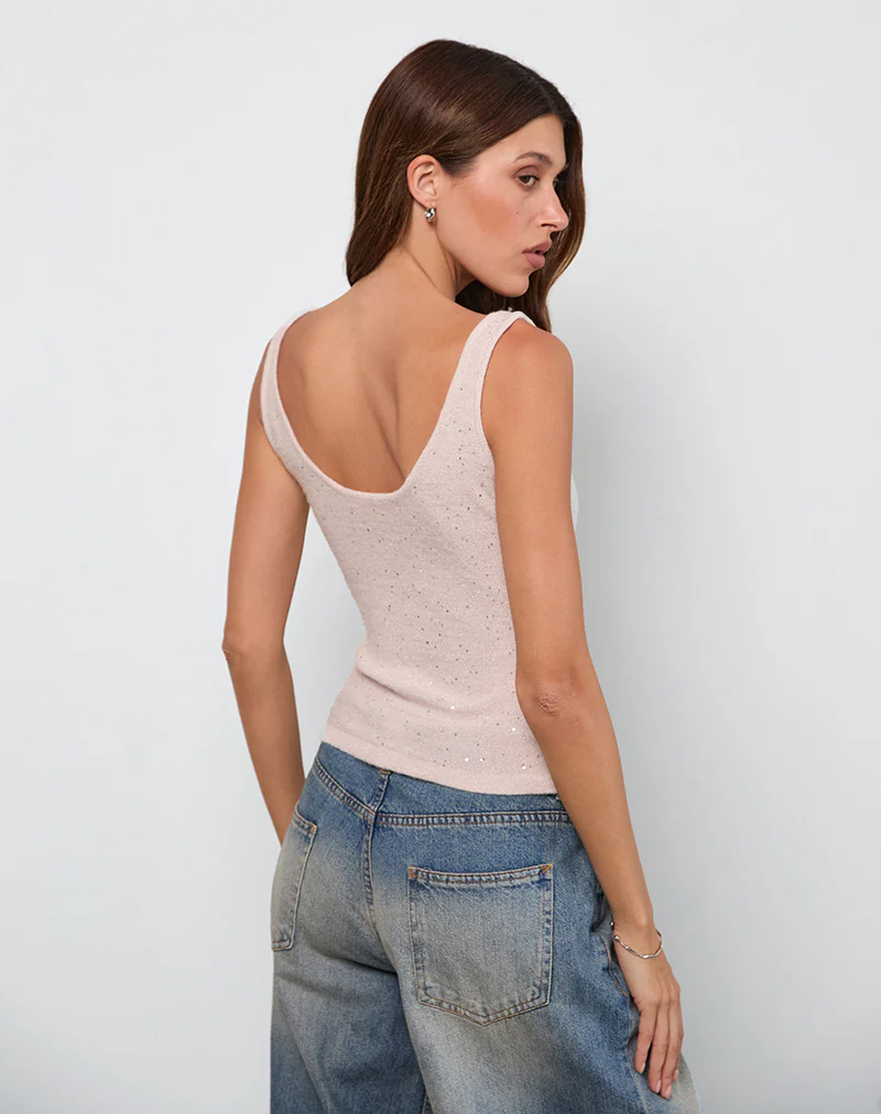 Sepai Vest Top in Dispersed Sequin Pink - Image 3