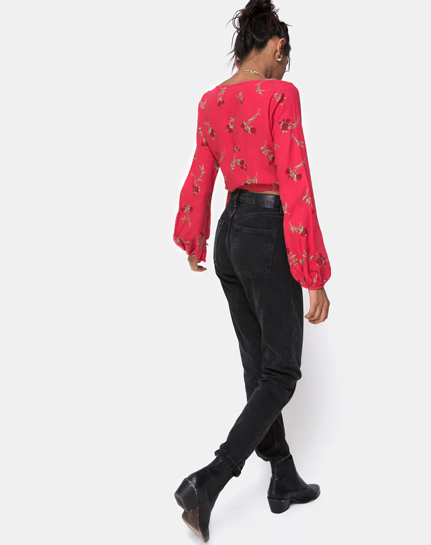 Sepra Wrap Top in Rouge Rose Pink - Image 4