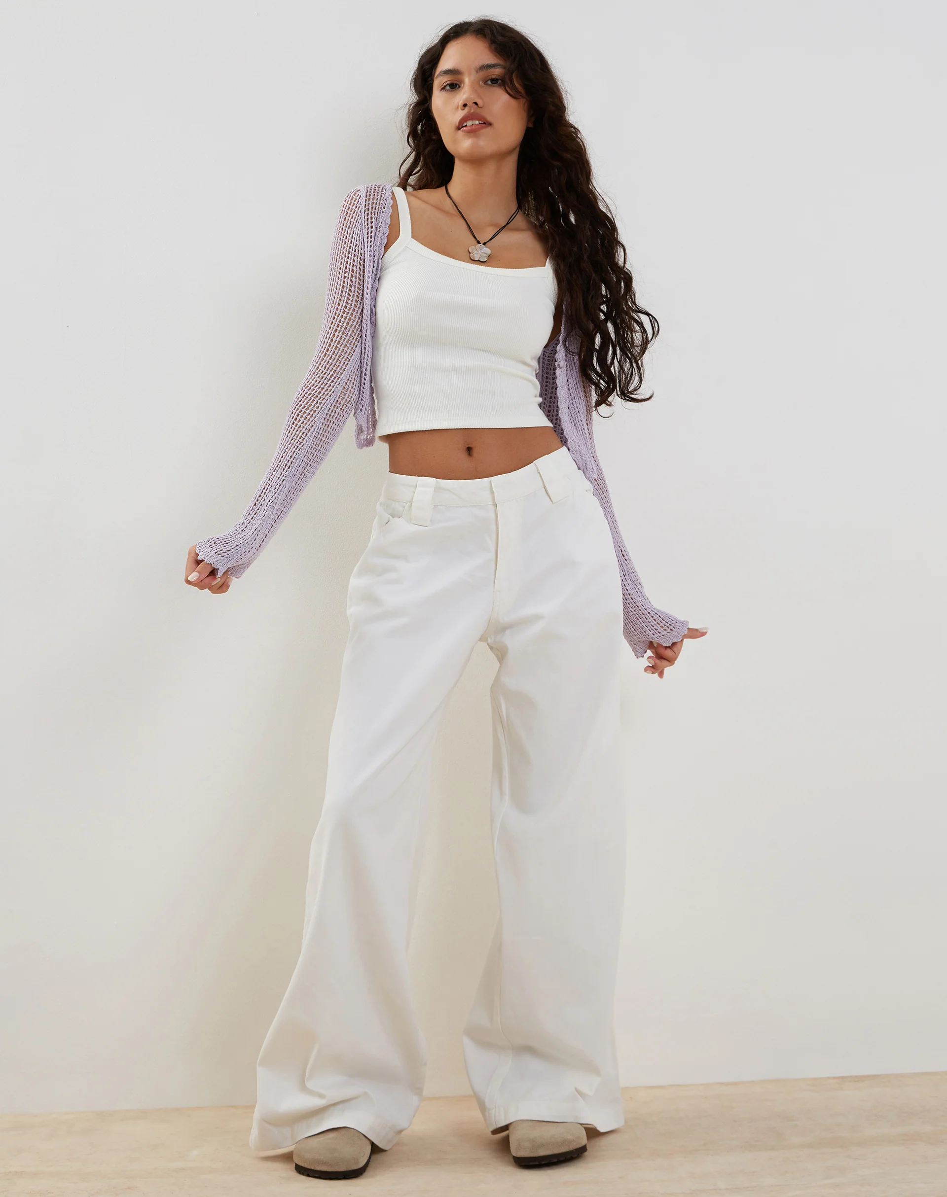 Septa Cropped Knit Cardigan in Lilac - Image 5