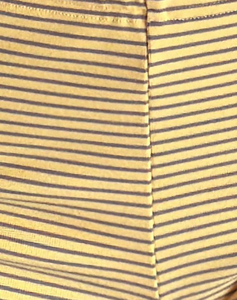 Sera Micro Shorts in Stripe Jersey Yellow Grey - Image 5