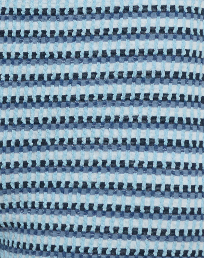 Sera Micro Short in Textured Rib Stripe Tonal Blue - Image 6