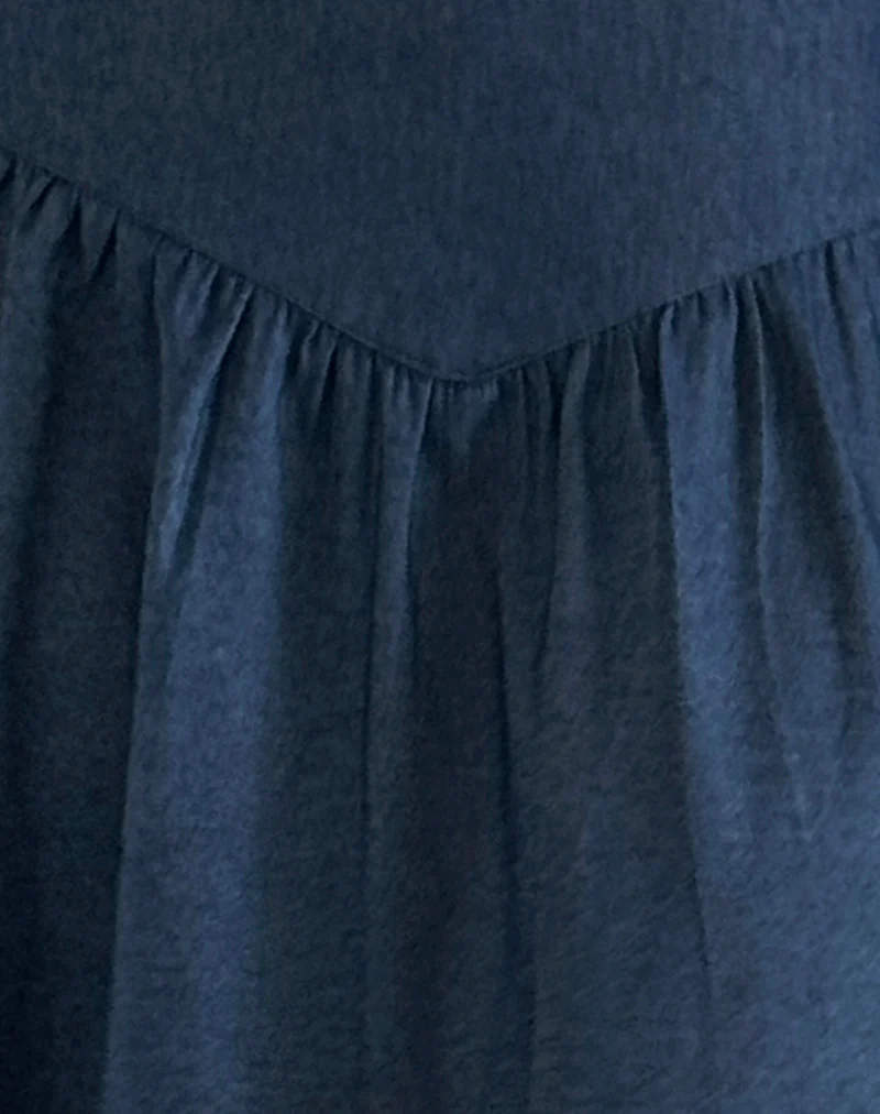 Seraya Midi Skirt in Denim Chambray Indigo - Image 5