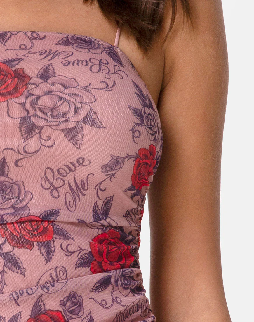 Seruchi Dress in Roses Are Red Mesh - Image 5