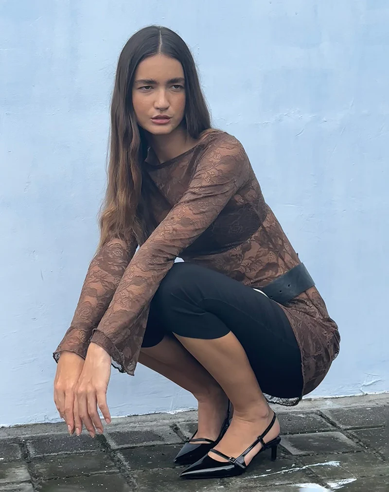 Sevila Long Sleeve Mini Dress in Dark Brown - Image 5