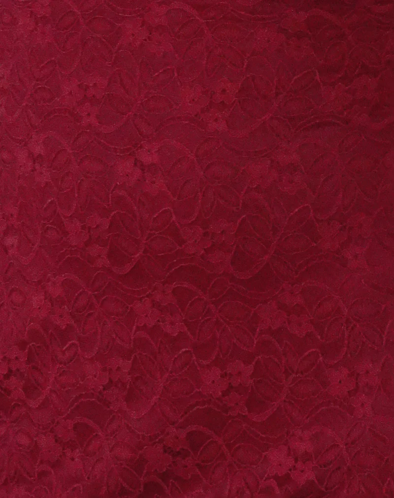 Sevila Long Sleeve Mini Dress in Deep Red Lace - Image 6
