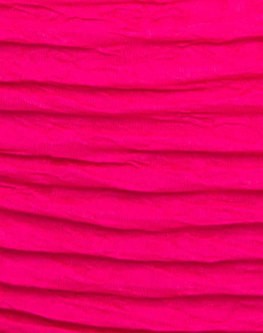 Shaca Bikini Top in 80's Crinkle Pink Highlighter - Image 5