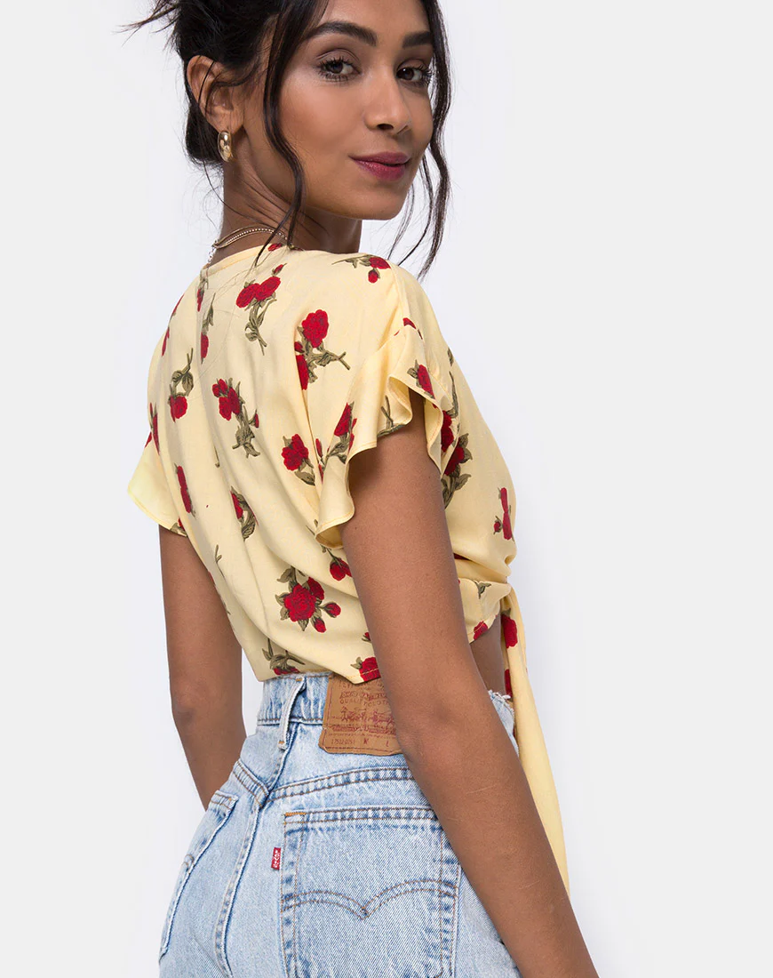 Shae Crop Top in Falling Rose Yellow - Image 2
