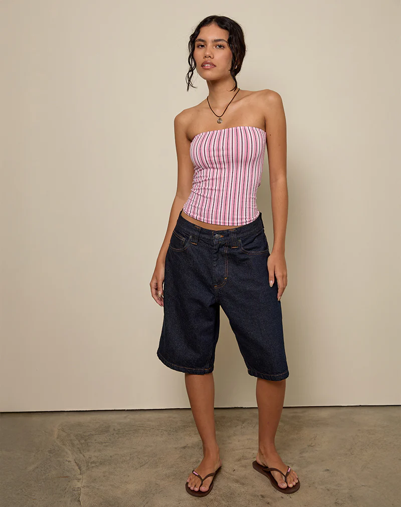 Shaelo Bandeau Top in Pinstripe Pink - Image 2