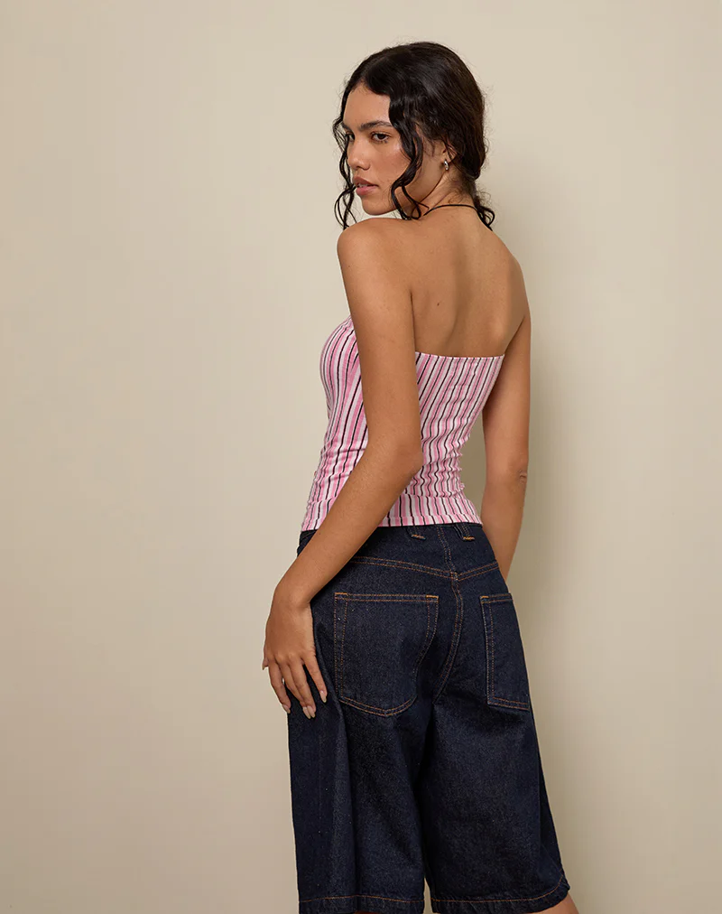 Shaelo Bandeau Top in Pinstripe Pink - Image 3