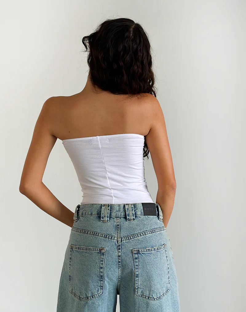 Shaelo Bandeau Top in White - Image 3