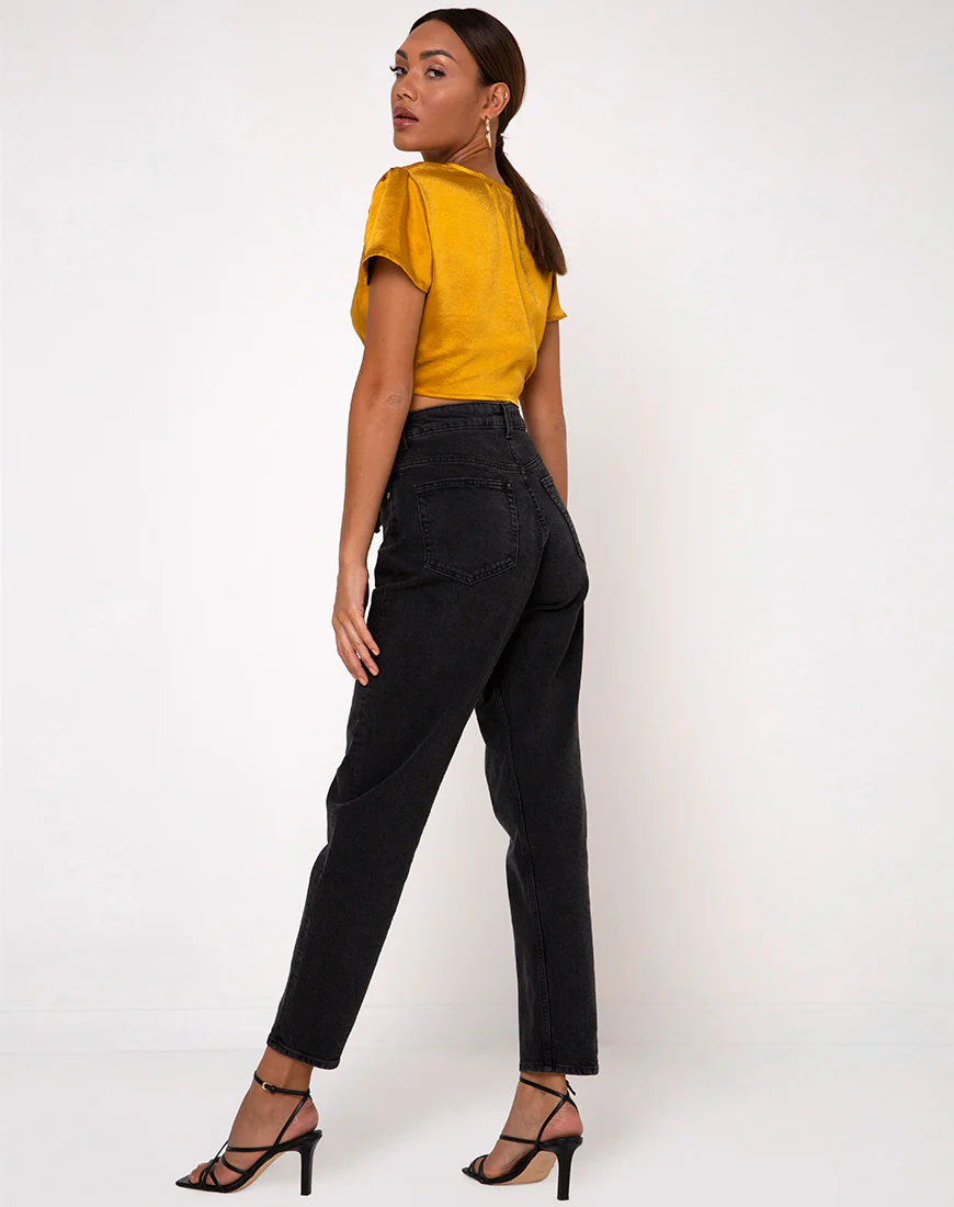 Shaera Crop Top in Satin Turmeric - Image 4
