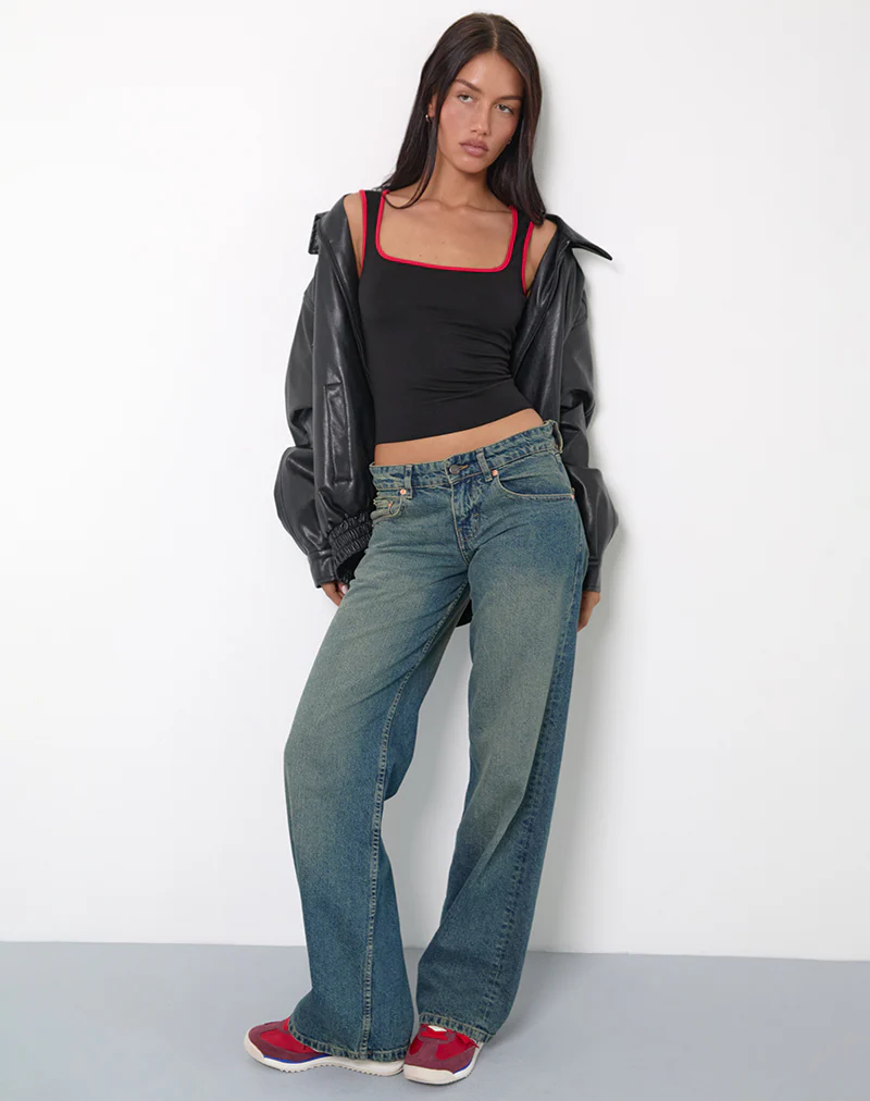 Shajani Top in Black with Red Binding - Image 2