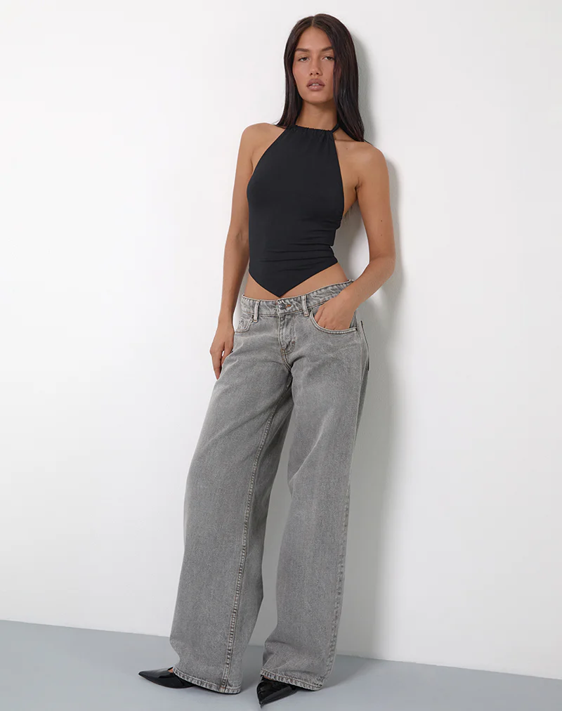 Shalas Halter Top in Rayon Jersey Black - Image 6