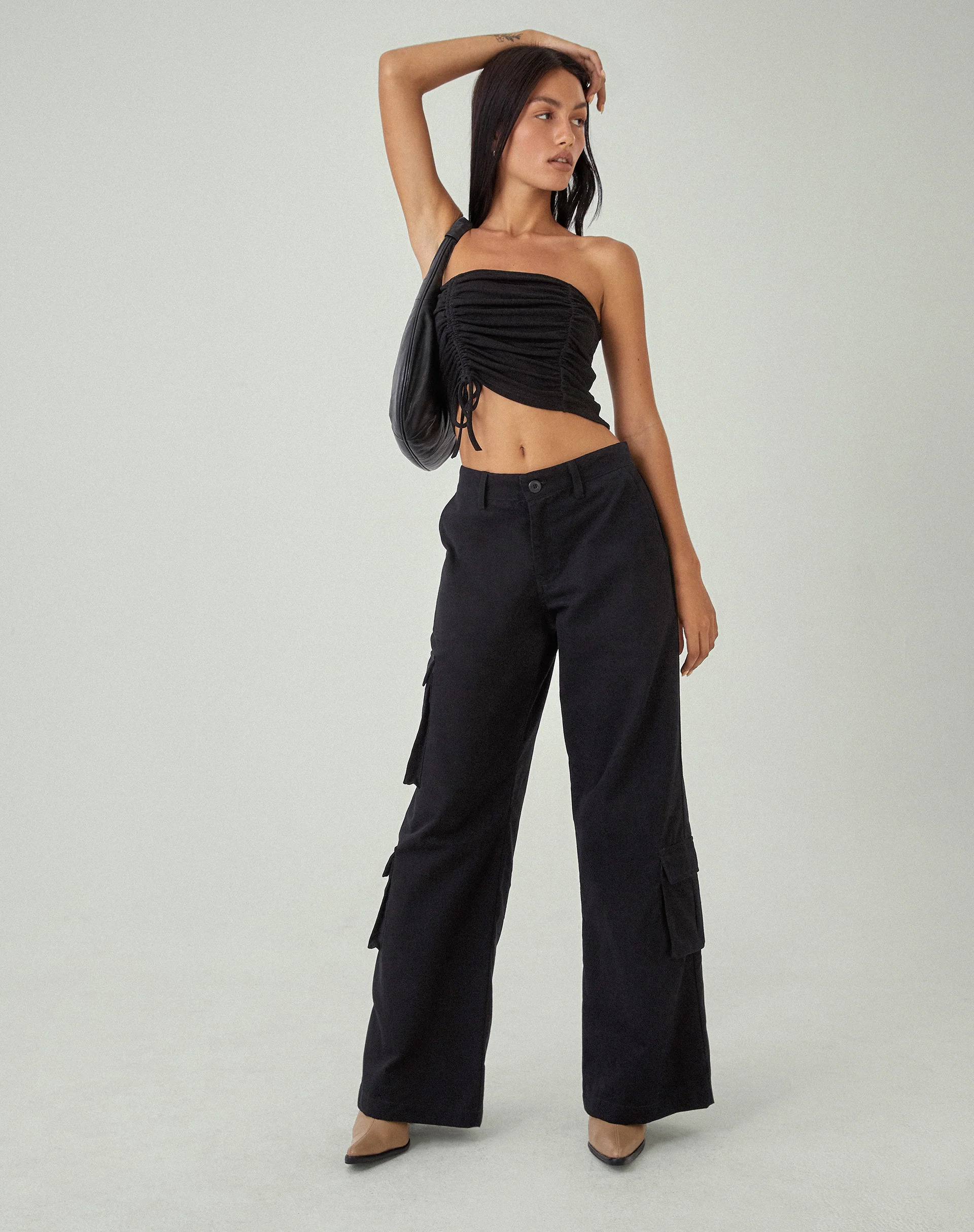 MOTEL X JACQUIE Shan Wide Leg Trouser in Black - Image 2