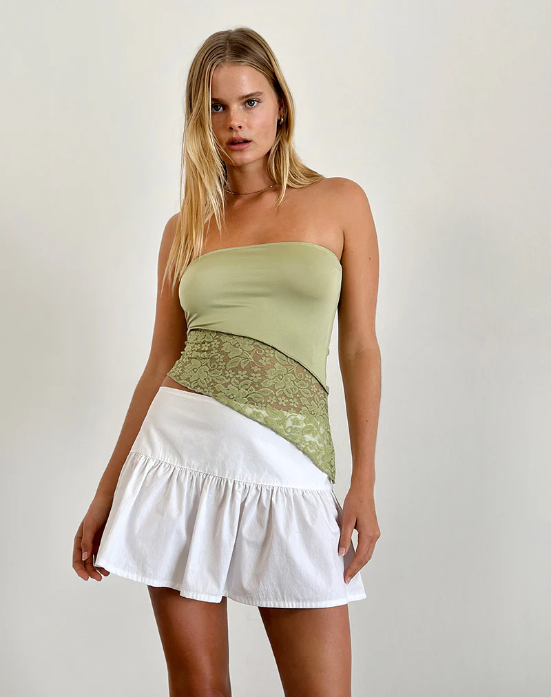 Shanda Lace Tube Top in Sage - Image 3