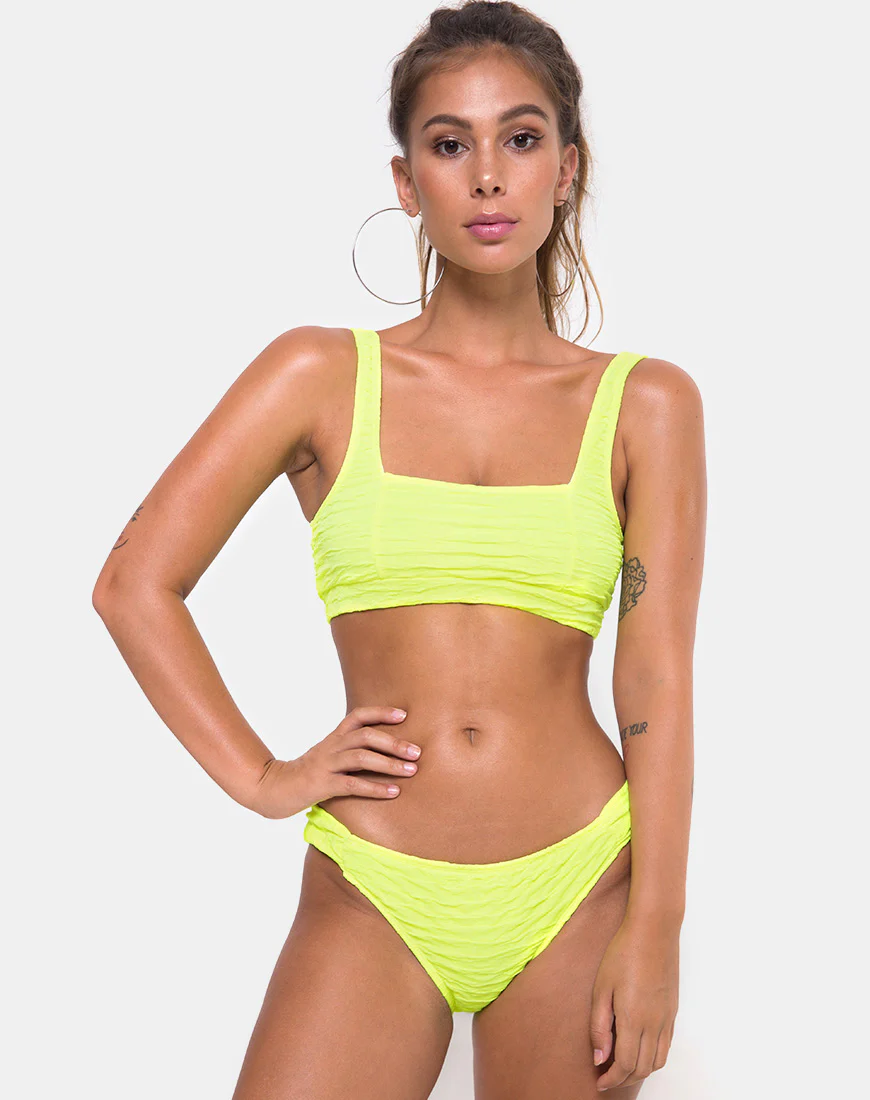 Shani Bikini Bottom in 80's Crinkle Sour Lime - Image 3