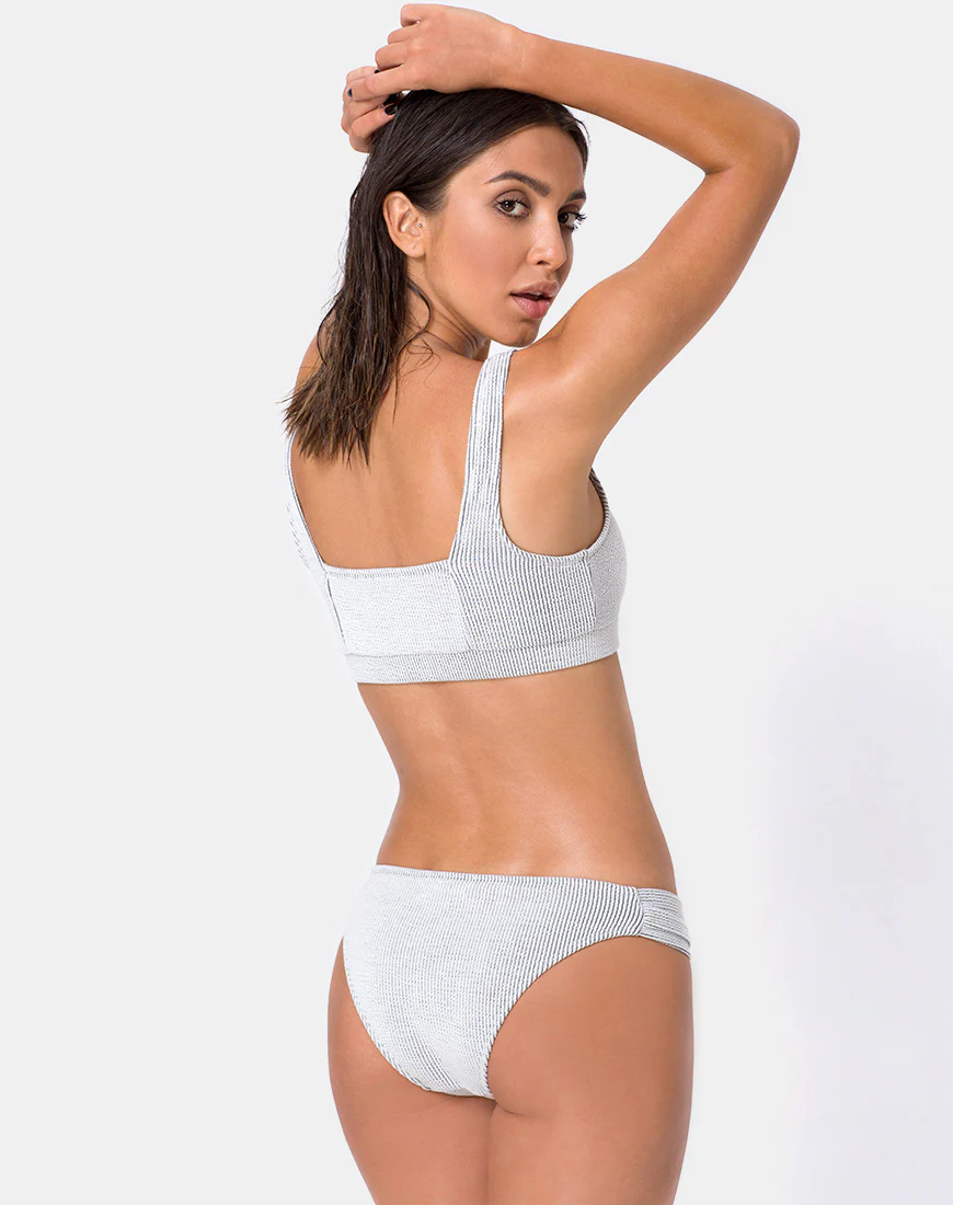 Shani Bikini Bottom in Crinkle Rib White - Image 2
