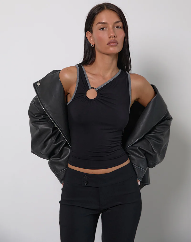 Sharena O Ring Vest Top in Black - Image 2
