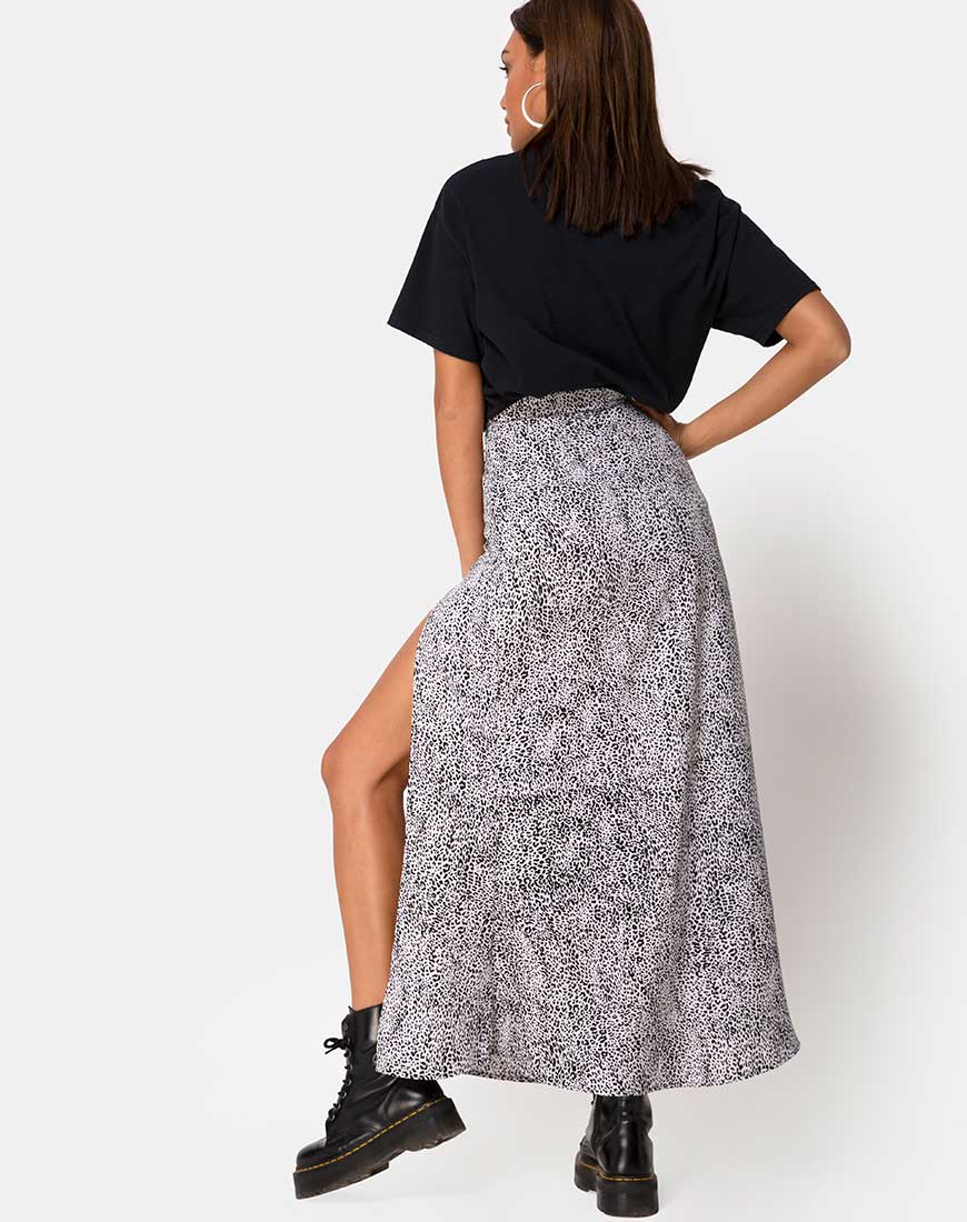 Shayk Midi Skirt in Leo Spot Black and White - Image 2