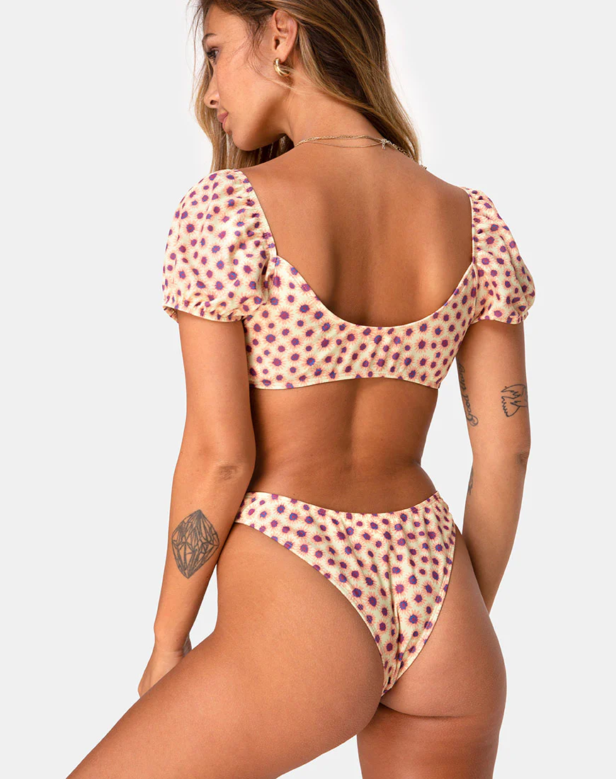 Shella Bikini Top in Ditsy Floral Yellow - Image 3