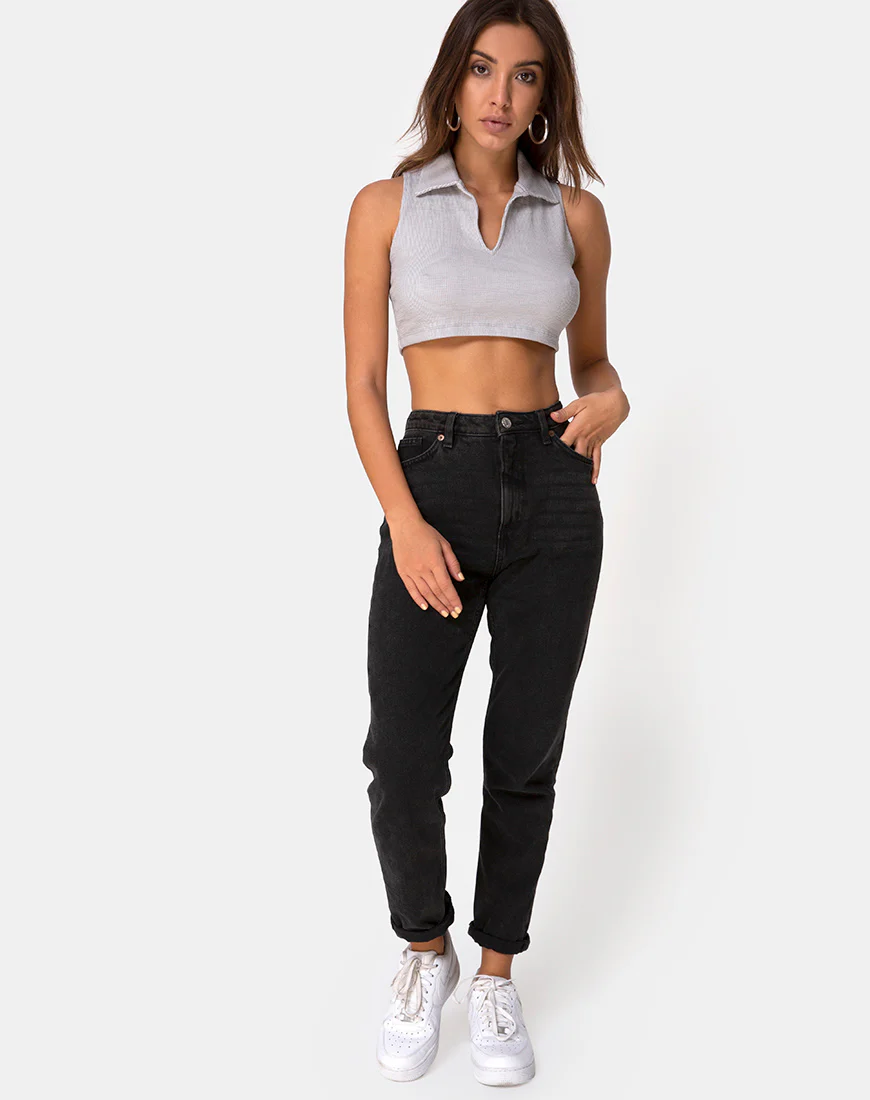 Shenia Crop Top in Rib Grey - Image 3