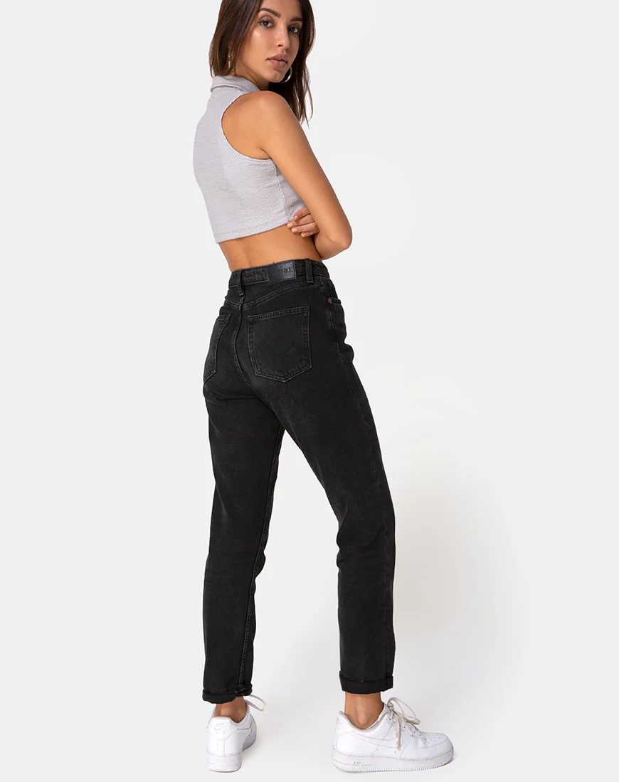 Shenia Crop Top in Rib Grey - Image 4