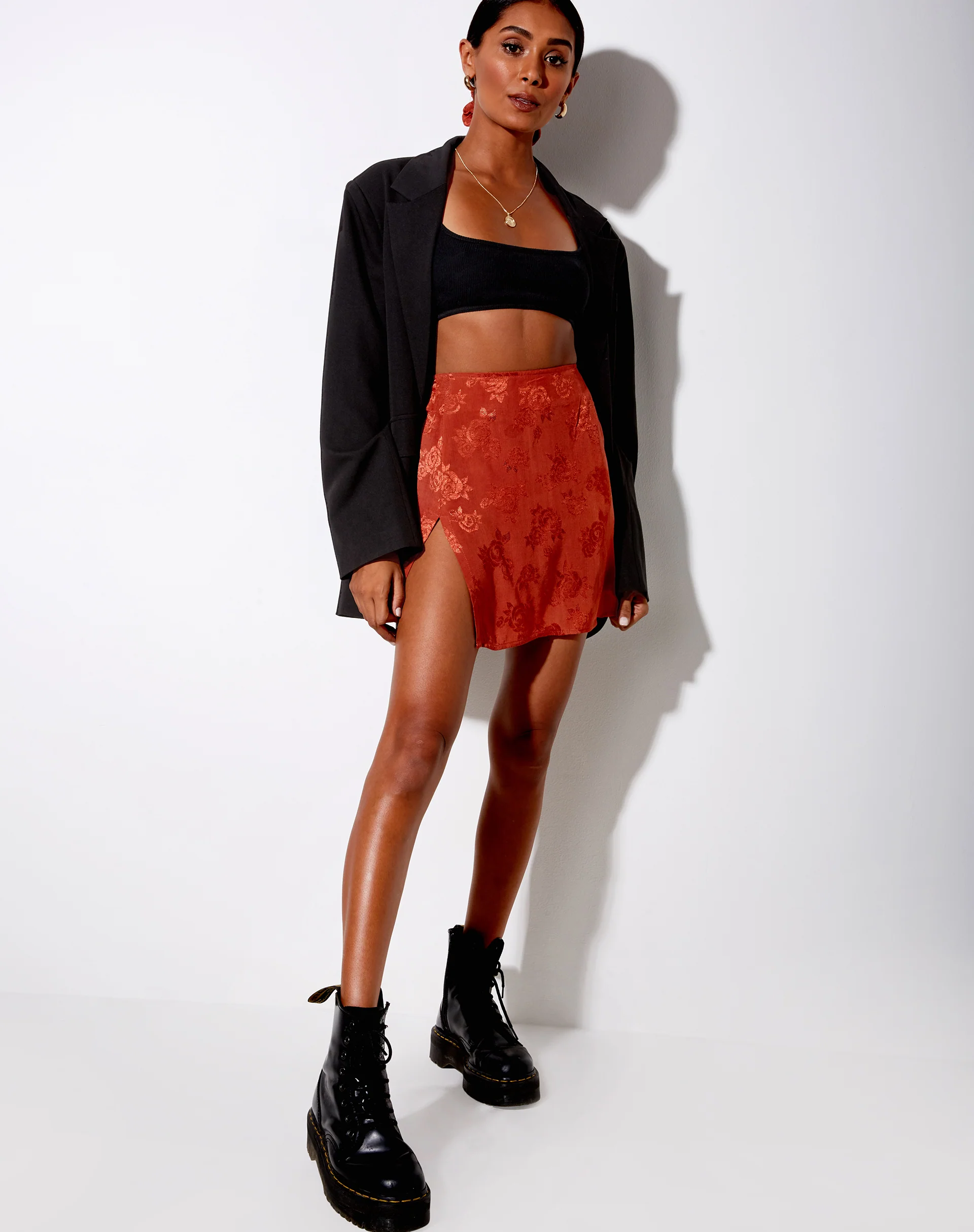 Shenka Mini Skirt in Satin Rose Copper - Image 4
