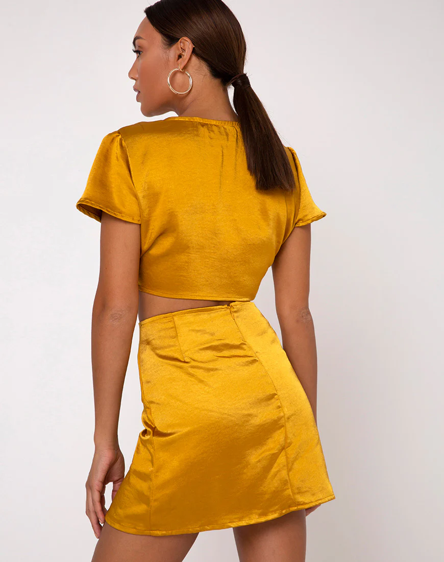 Shenka Mini Skirt in Satin Turmeric - Image 2