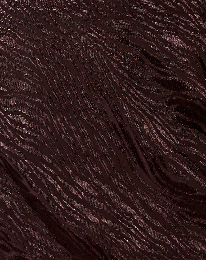 Shenka Mini Skirt in Satin Zebra Bitter Chocolate - Image 6