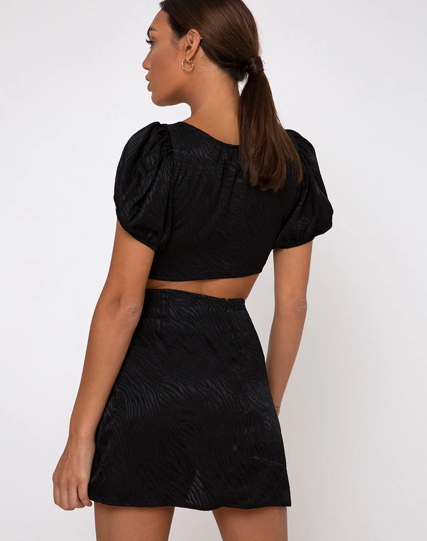 Shenka Mini Skirt in Satin Zebra Black - Image 2