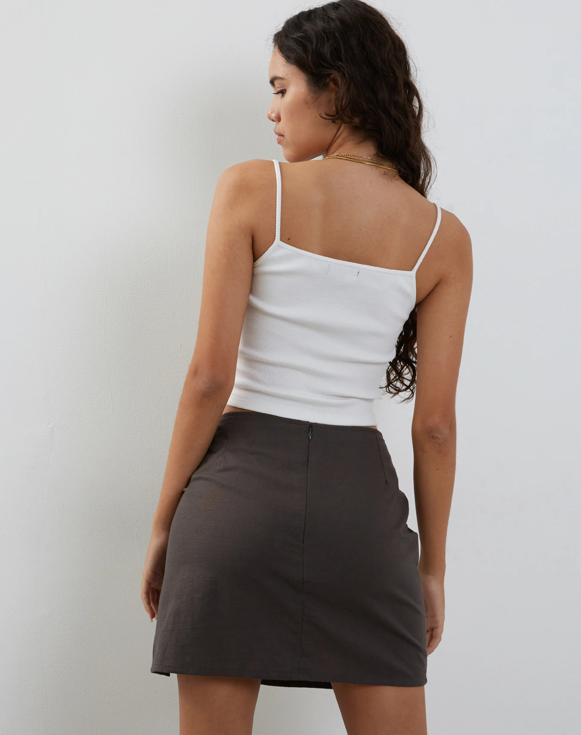 Sheny Mini Skirt in Charcoal Grey - Image 2