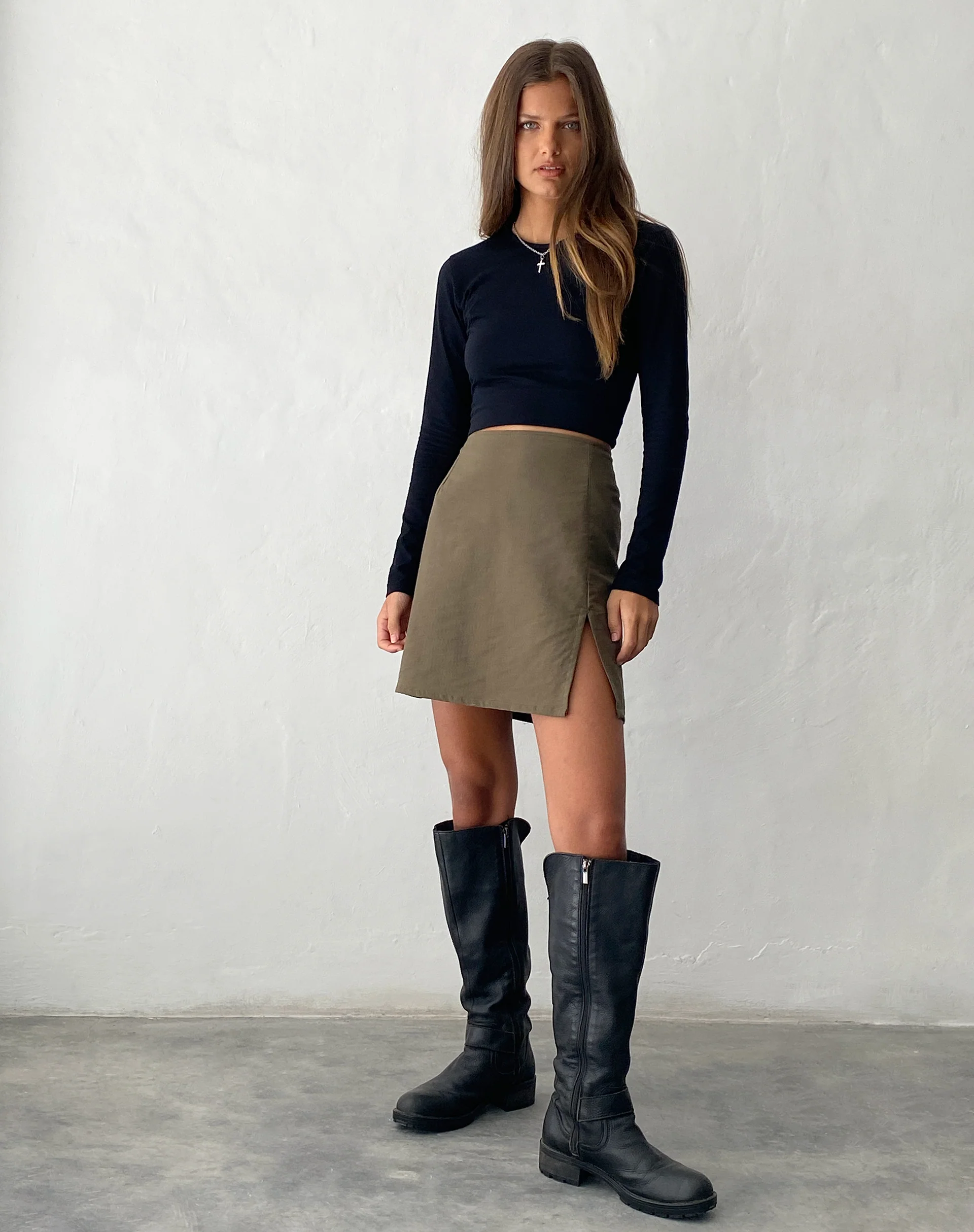 Sheny Mini Skirt in Khaki - Image 5