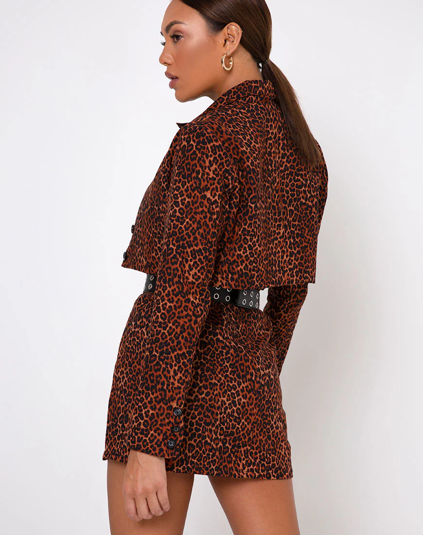 Sheny Mini Skirt in Ditsy Leopard Orange - Image 2
