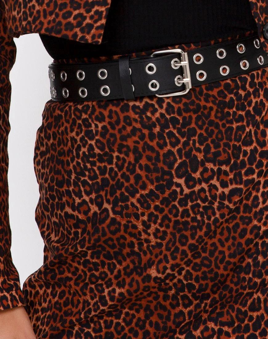 Sheny Mini Skirt in Ditsy Leopard Orange - Image 6
