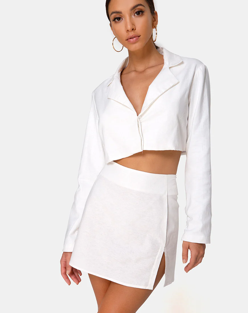 Sheny Mini Skirt in Ivory - Image 2