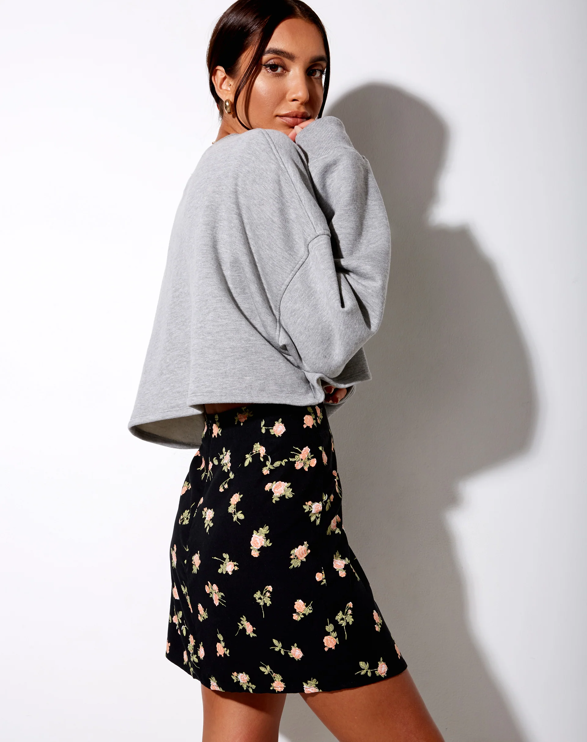 Sheny Mini Skirt in Rose Garden Black - Image 5