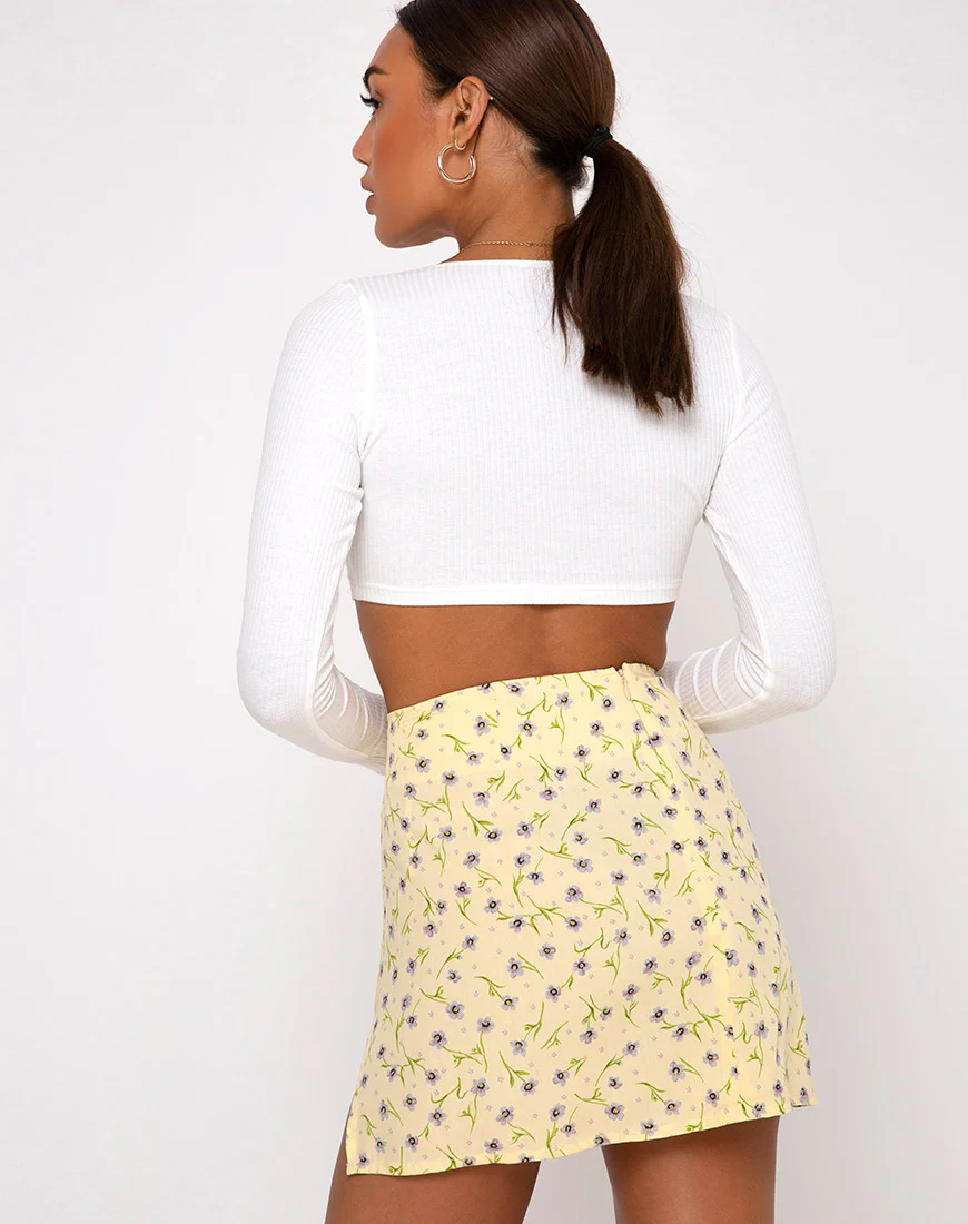 Sheny Mini Skirt in Wild Flower Lemon Drop - Image 2