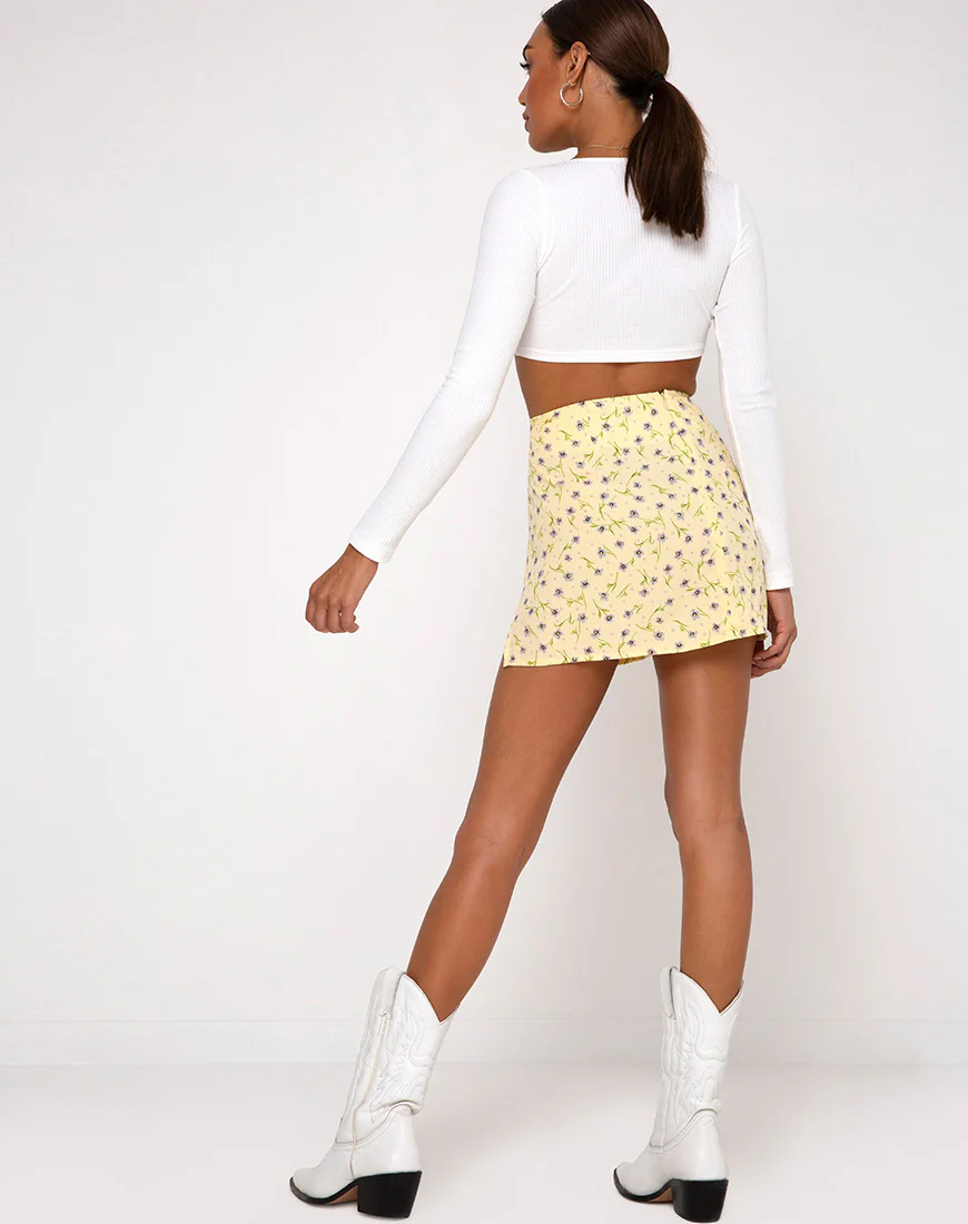 Sheny Mini Skirt in Wild Flower Lemon Drop - Image 4