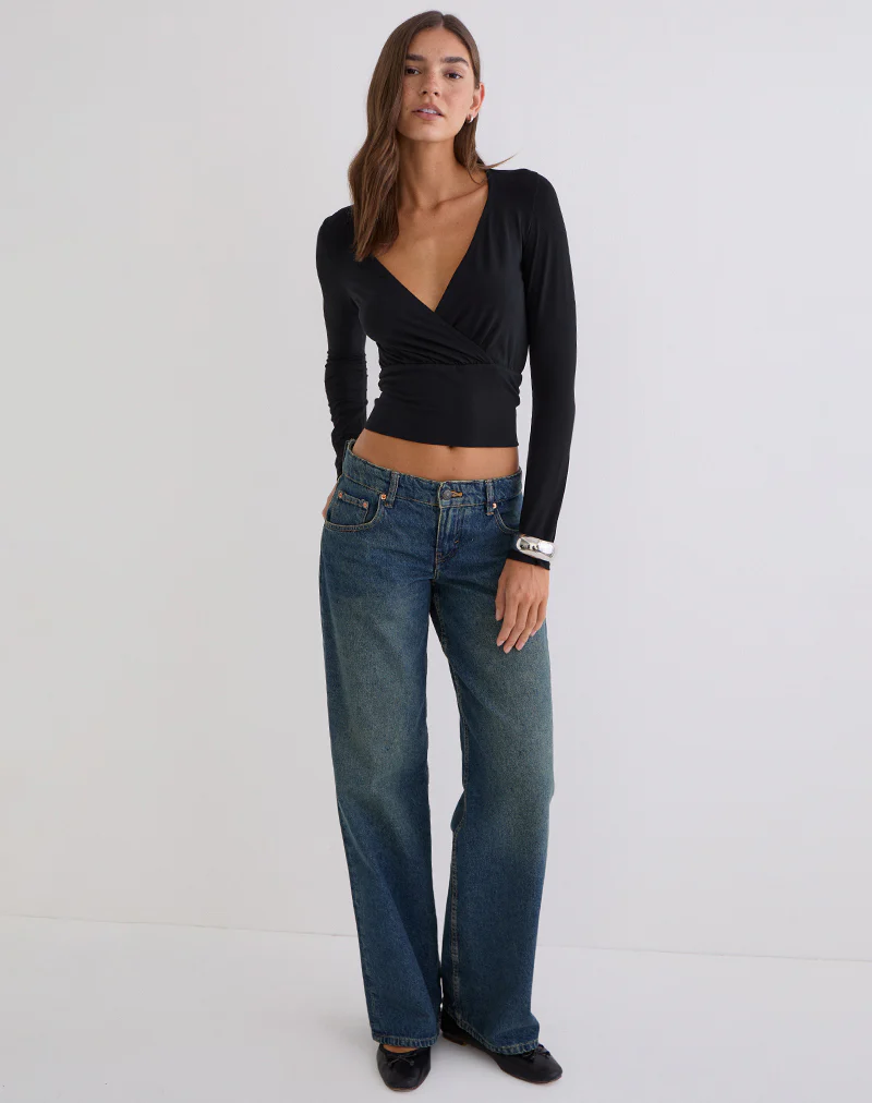 Sheon Long Sleeve Top in Rib Black - Image 4