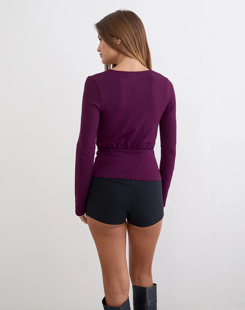 Sheon Long Sleeve Top in Rayon Jersey Fig - Image 4