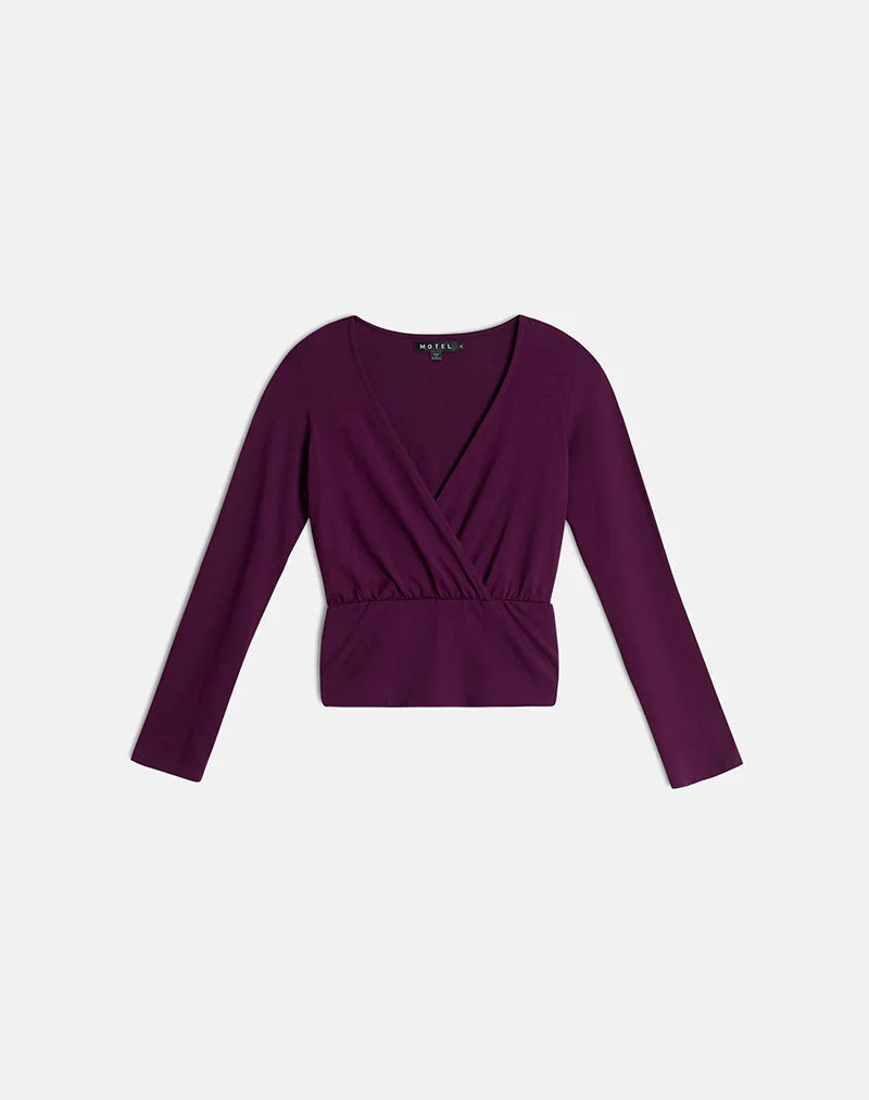 Sheon Long Sleeve Top in Rayon Jersey Fig - Image 5