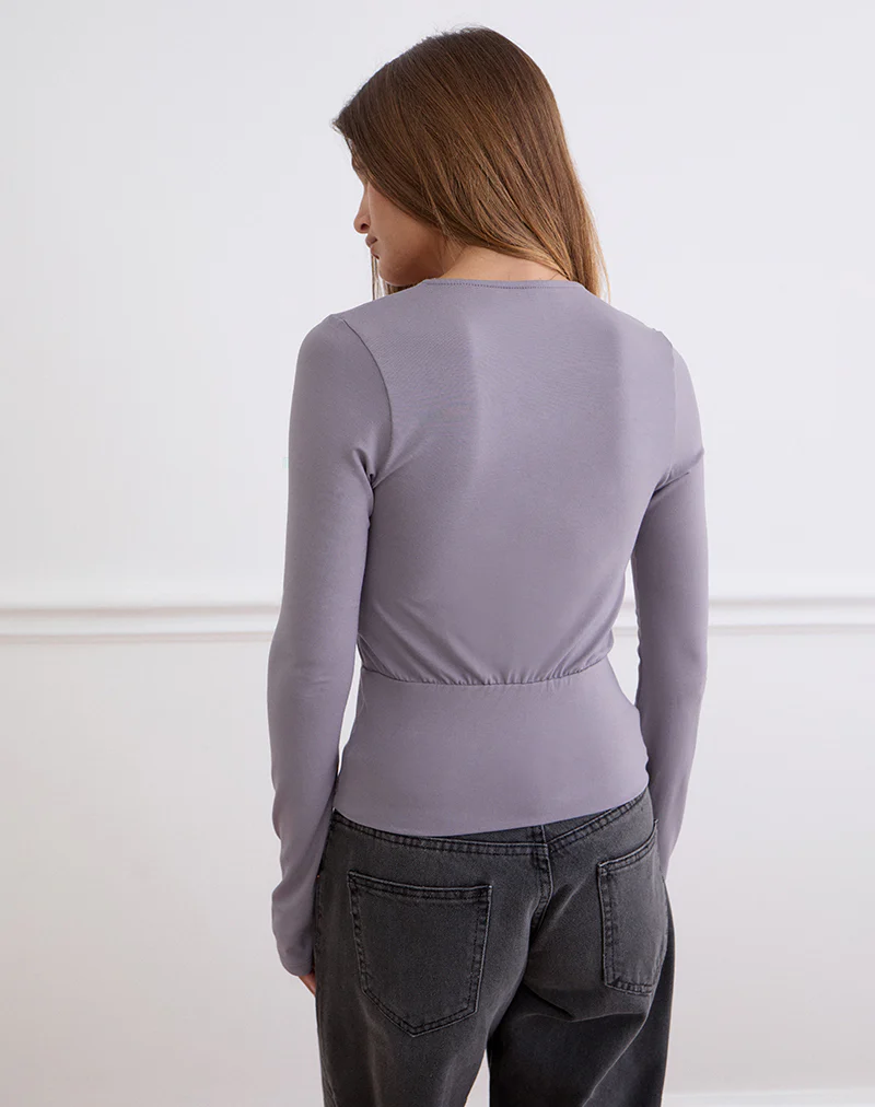 Sheon Long Sleeve Top In Rayon Jersey Grey Lavender - Image 6