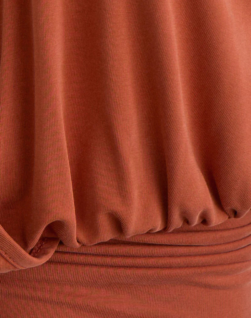 Sherlyn Halter Top in Cupro Burnt Orange - Image 7