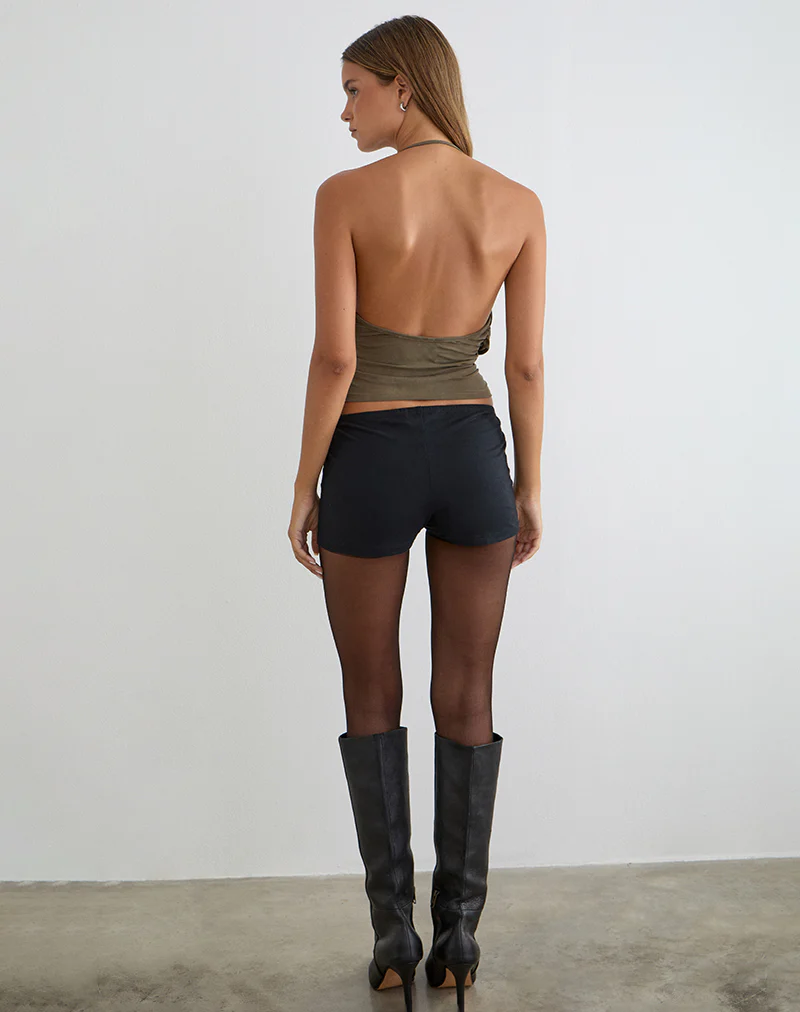 Sherlyn Halter Top in Cupro Khaki - Image 5