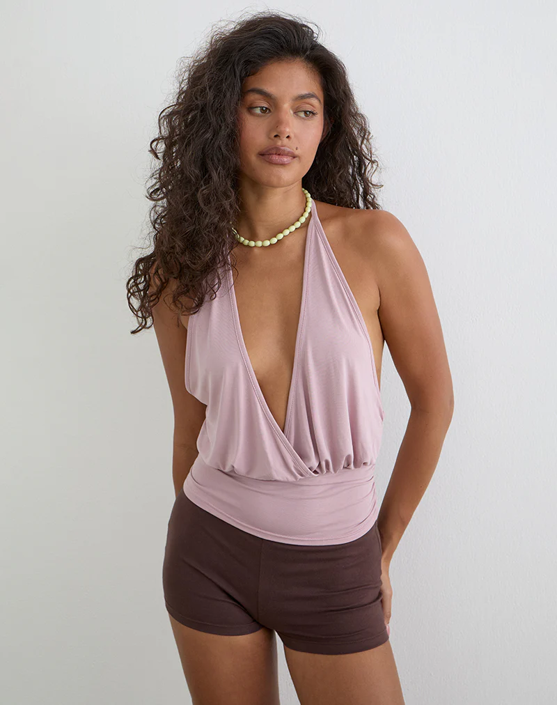 Sherlyn Halter Top in Cupro Pink - Image 3