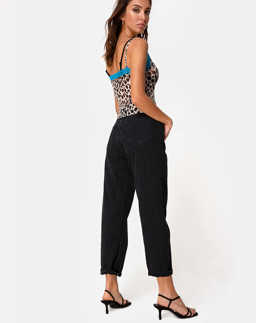 Sheyla Top in Mesh Cheetah with Blue Lace - Image 4